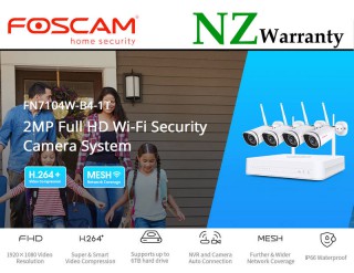 Foscam Security IP Cameras Mesh WiF 2MP 1080P + NVR  1TB HDD FN7104W