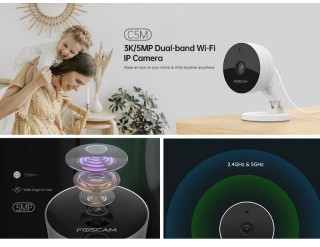 Foscam C5M 3K 5MP WiFi IP Security Camera Dual-Band Alexa Google Home