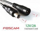 Foscam DC Power Extension Cord 12V  2.1/5.5mm 3M Black