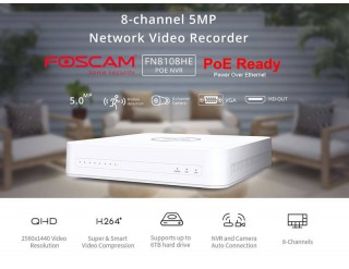 Foscam NVR FN8108HE 8 Channel 5MP NVR built-in 8x POE Ports