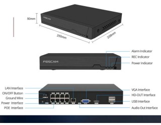 FOSCAM FN9108HE 8 CHANNEL 5MP NVR with 8x POE ports