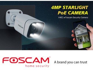 FOSCAM IP CAMERA V4EC 4MP Starlight IR LED Siren SpotLight (Black)