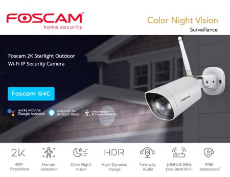 FOSCAM IP CAMERA G4C 4MP Starlight Outdoor Camera Color Night Vision